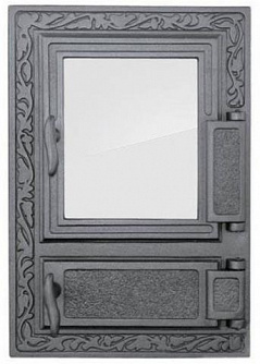 Дверца со стеклом и зольником правая H0310