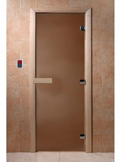 Дверь банная DW 1800х700 осина БРОНЗА МАТОВОЕ 8мм